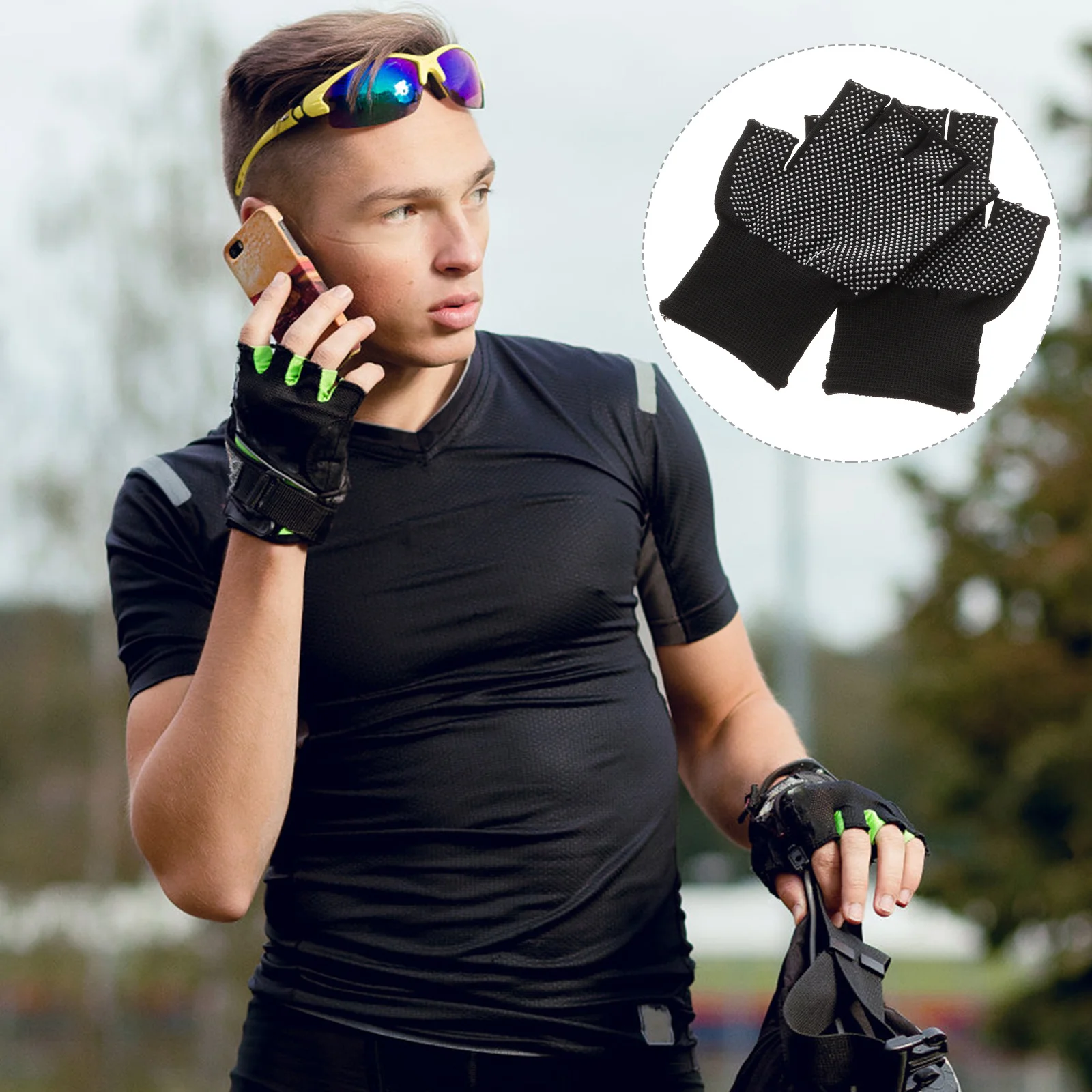 

15Pairs Non-Slip Nylon Protective Gloves Half Finger Design for Industry Electronics Automotive Precision Work Gloves