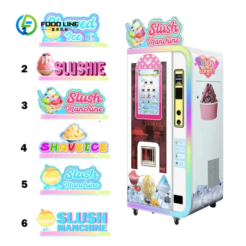 Customized Fully Automatic Slush & Smoothie Vending Machine, Snowflake Ice Machine with SDK and POS Integration Function