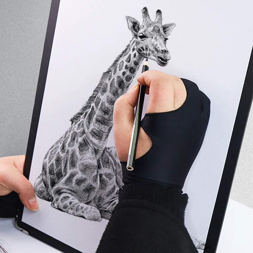 3Pcs Anti Stain Sketch Gloves Two Finger Drawing Glove for Artists Designers Engineers Tablet Painting Sketching Paper Use