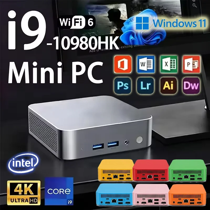 New MINI PC Windows 11 Intel Core i9 10980HK i3 6100U DDR4 16GB 32GB SSD 1TB 2TB Computer Gaming BT5.2 Portable Desktop PC Gamer