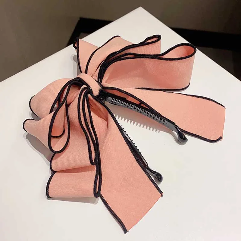 Hair Vertical Clips Through the Temperament Mesh Banana Hair Clips Women\'s Bow Headwear Hair Claws Ponytail Hairpin 