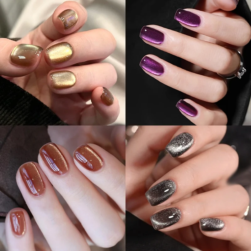 LILYCUTE 7 مللي أسود كريستال القط المغناطيسي هلام تألق بريق هلام طلاء الأظافر شبه دائم نقع قبالة UV LED هلام رسومات أظافر #6