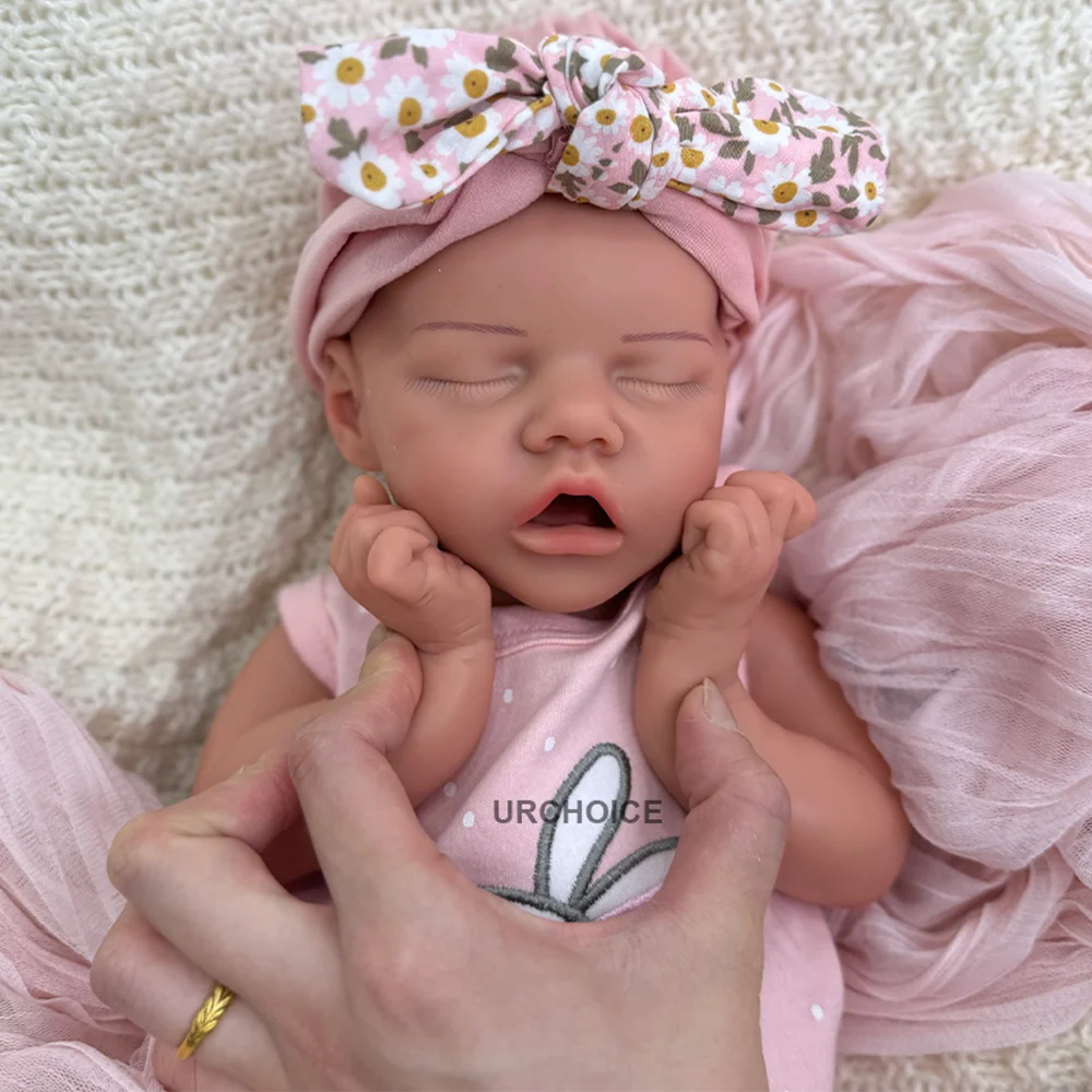 

18" Painted Girl Reborn Baby Dolls Full Solid Silicone Realistic Sleeping Baby Doll Kids Age 3+ Christmas Toy Collectibles Gift