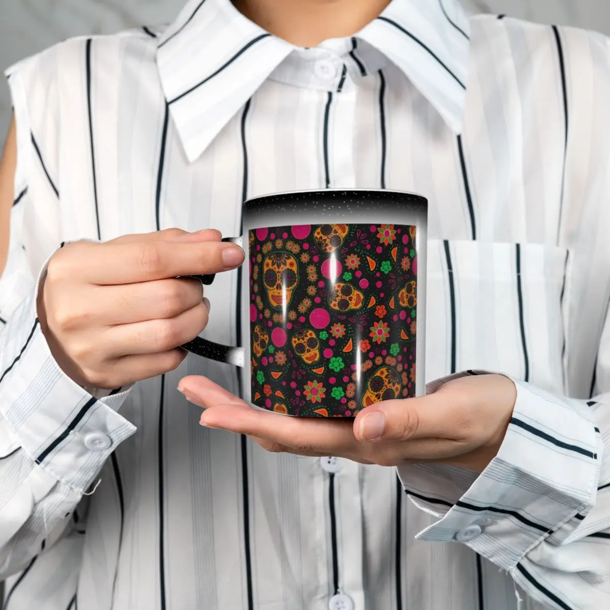 Mexican Day Of The Dead Sugar Skull Mug Funny Ceramic Coffee Cups Tea Mugs Milk Cup Drinkware Gifts for Friends