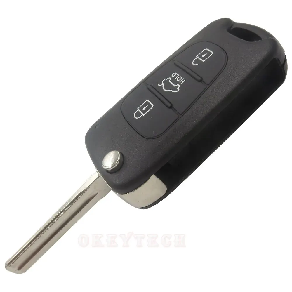 OkeyTech Remote Key Shell For Hyundai I20 I30 IX35 I35 Accent Kia Picanto Sportage K5 3 Buttons Flip Folding Remote Key Case