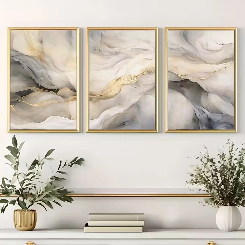3 Stück/Set rahmenlose Leinwandbilder, abstrakte Leinwandposter mit Marmormuster, Kunst für modernes Wohnzimmer, Schlafzimmer, Zuhause