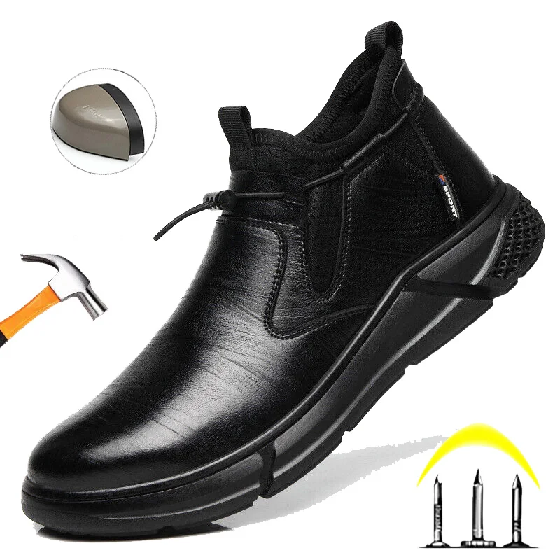 Men Boots Safety Shoes Waterproof Work Sneakers Anti-smash Anti-Punctur Work Shoes Lightweight Male Protective Shoes