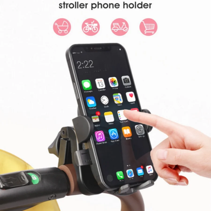 

Детская коляска 360° ° Вращающийся регулируемый держатель для мобильного телефона с автоматической блокировкой, подставка для мобильного телефона в детской коляске