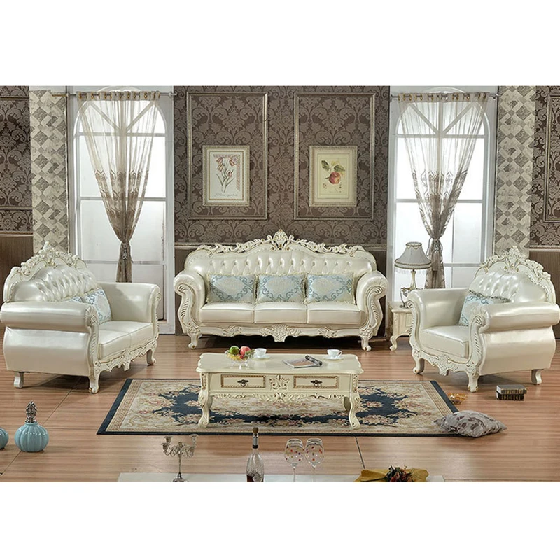 

European-style Leather Sofa 123 Combination of First Layer High-end Luxury Living Room Furniture Couch