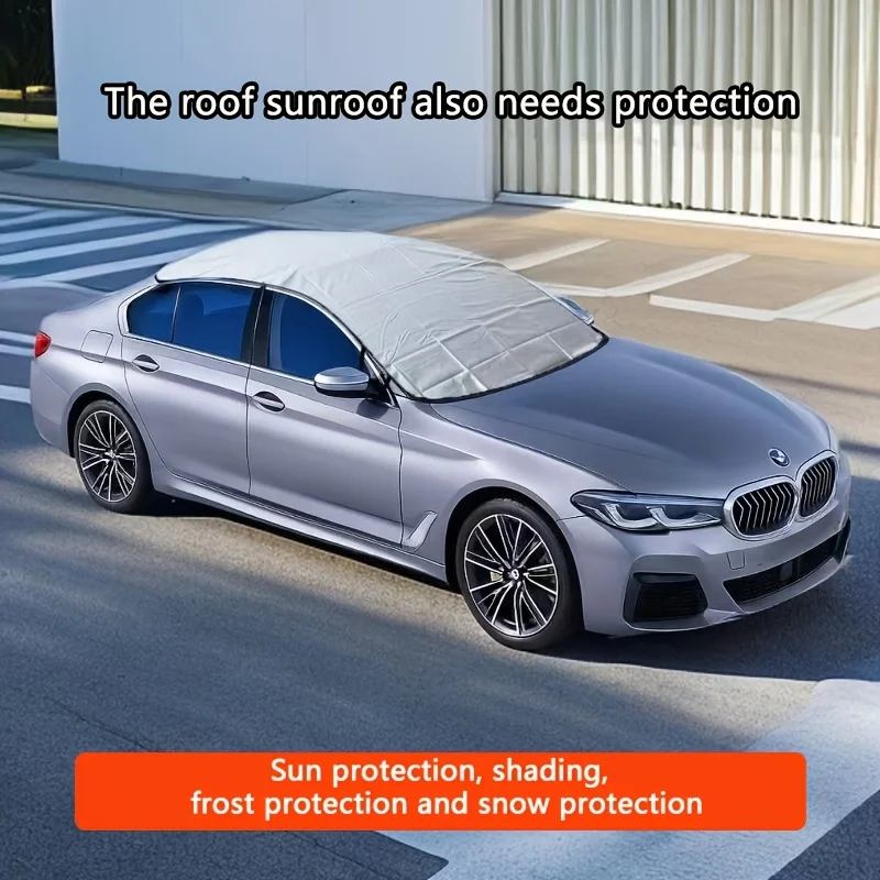 

Thick, foldable car sunshade for panoramic sunroofs. Blocks UV rays, insulates heat/cold, works in summer/winter.