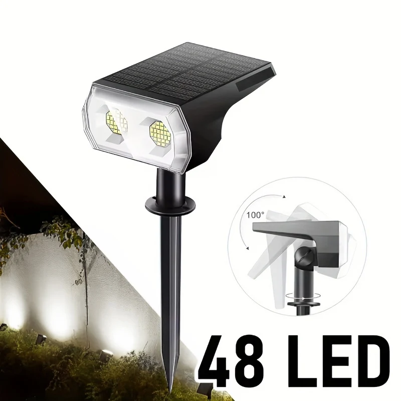 

48 светодиодных солнечных фонарей, уличный настенный светильник, садовые солнечные пейзажные прожекторы, IP65, водонепроницаемые, 3 режима, двери, заднего двора, гаража