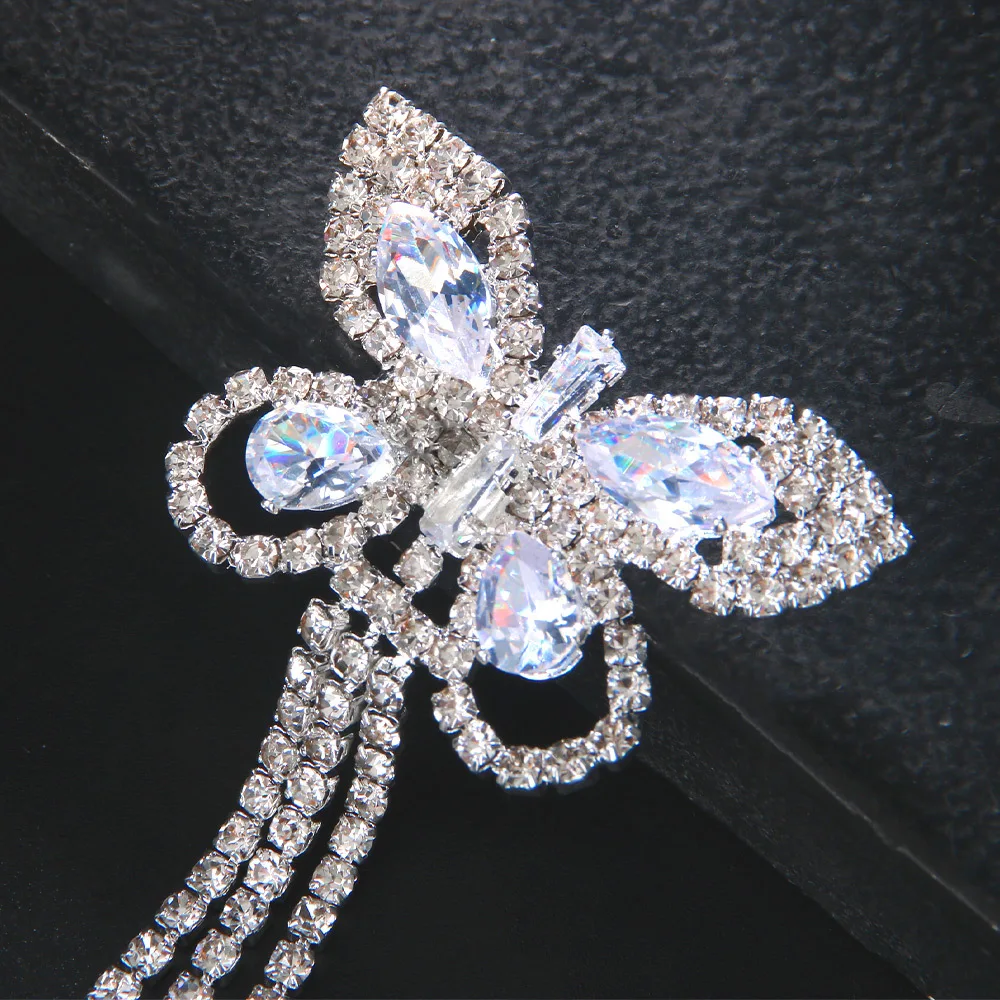 حجر الراين فراشة شرابة ملصقات الحلمة للنساء ، أعلى بيكيني مثير ، الهذيان المثيرة سلسلة الصدر الكريستال ، مجوهرات الحميمة ، الطرف