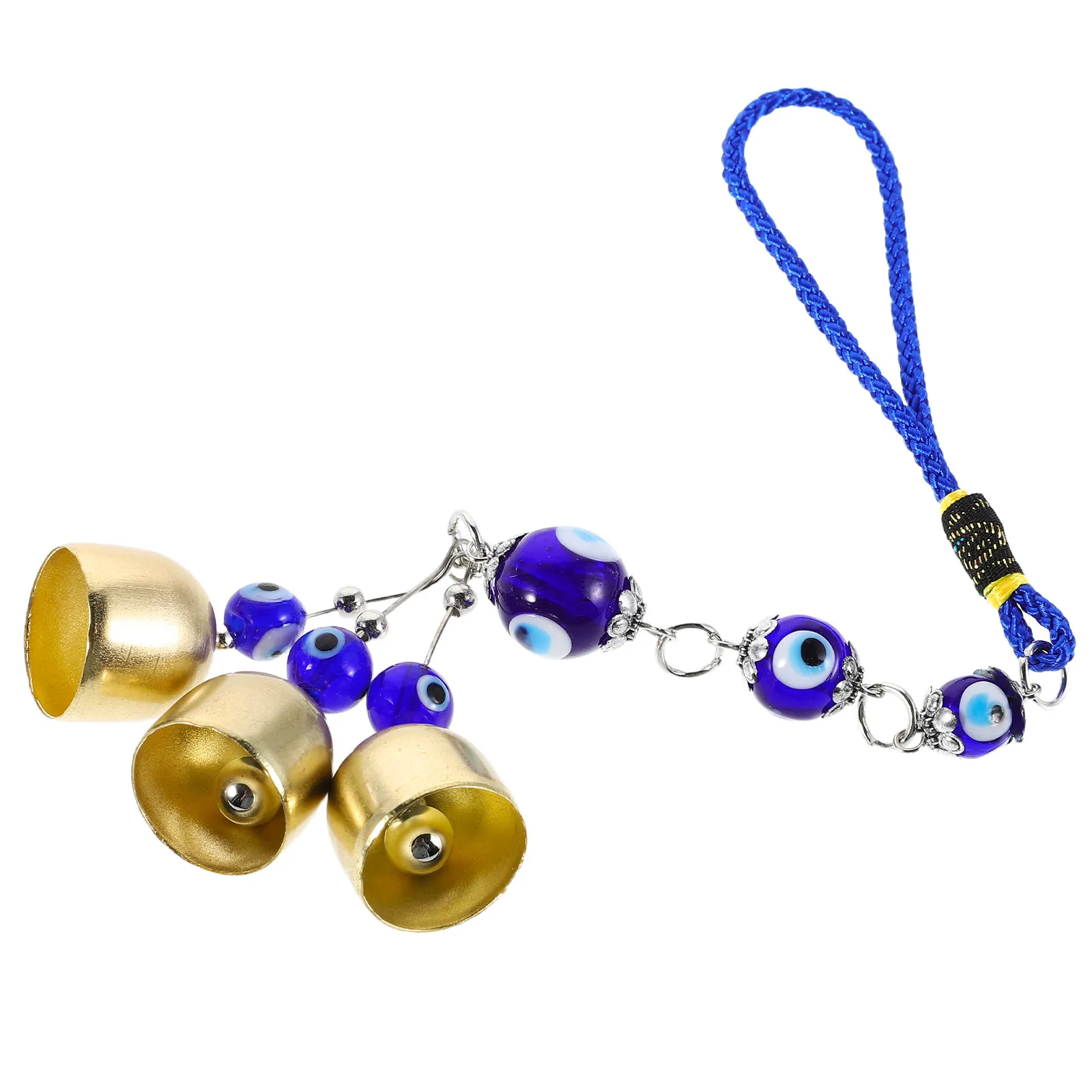 Car Hanging Ornament Blue Evil Eye Beads Copper Bell Stylish Interior Decoration Rearview Mirror Lucky Protection Charm Fengshui