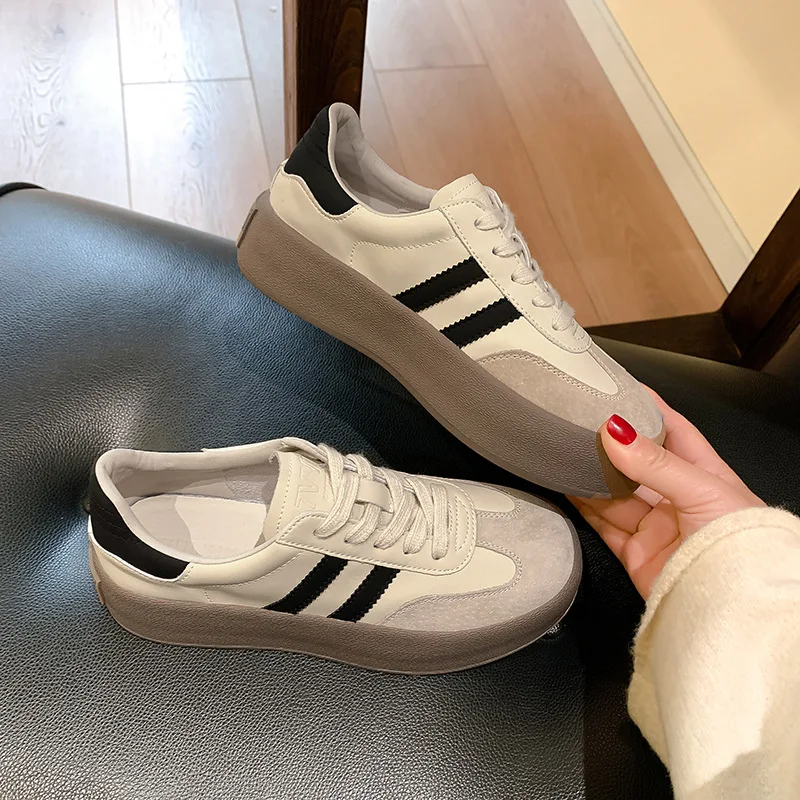 Spring Summer Casual Sneakers Women Platform Height Increase White Shoes German Army Trainers
