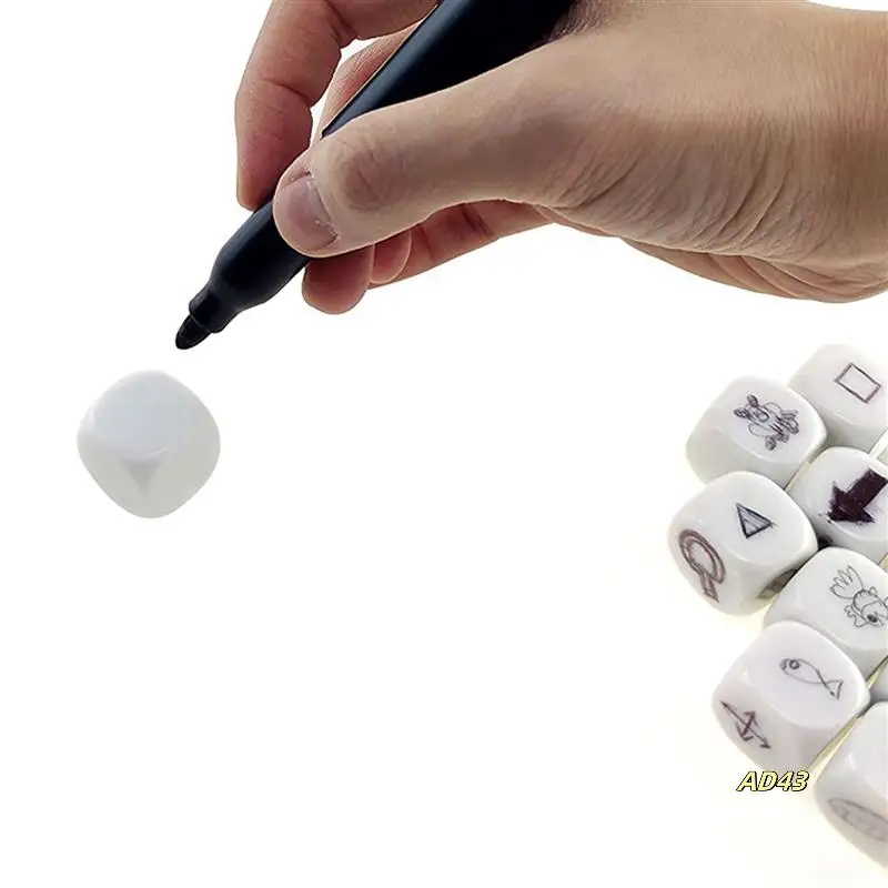 

250 Pack 16MM Blank White Dice Set Acrylic Rounded D6 Dice Space For Game,Party,Fun,DIY Sticker And Math Teaching