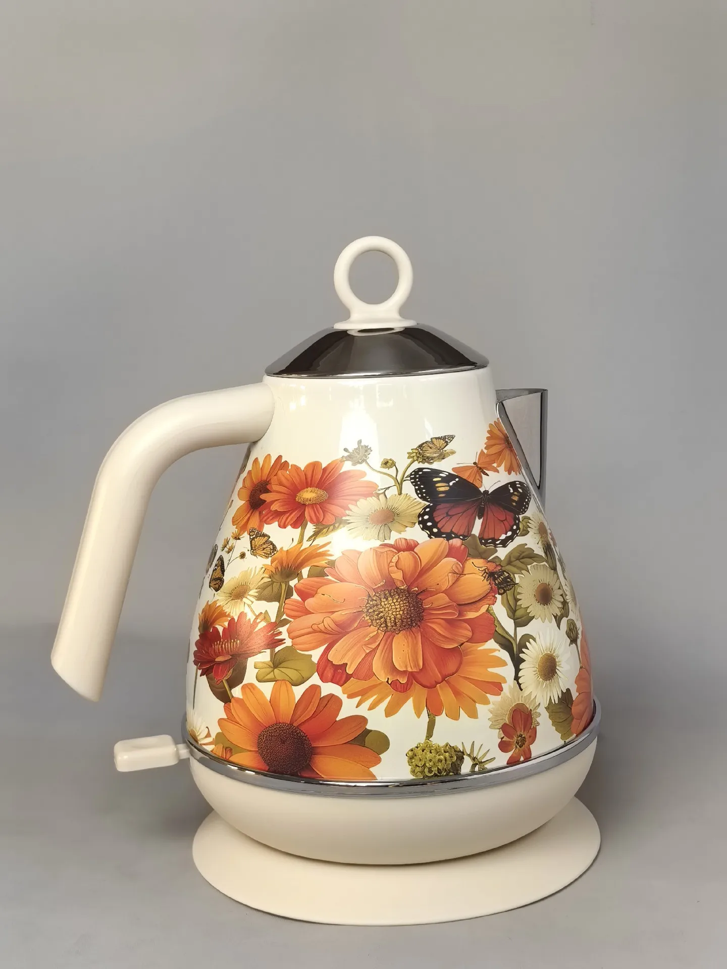 1.7L レトロ電気ケトル 304 ステンレス鋼急速沸騰ケトルティーポット自動電源オフ温度表示コーヒーポット