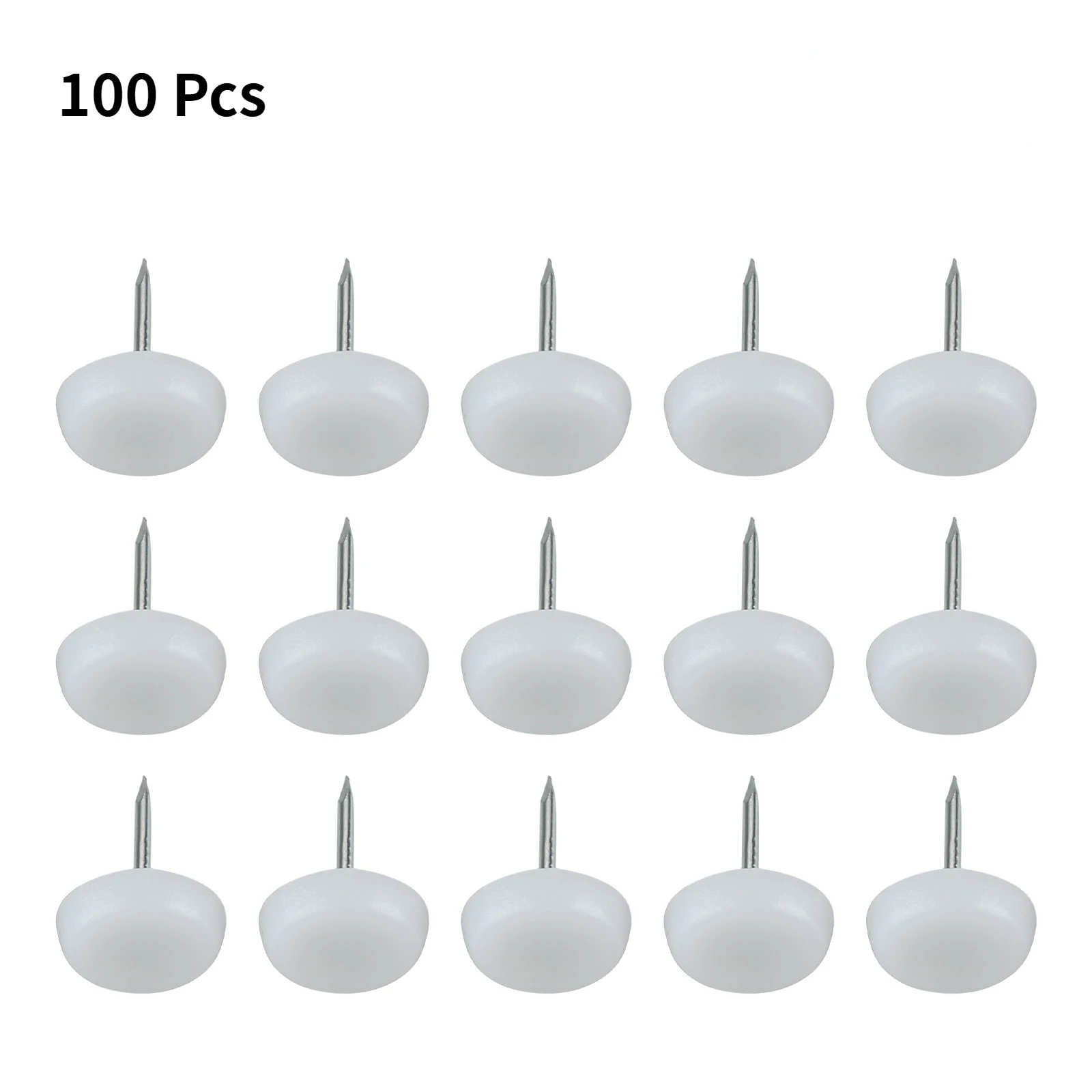 100Pc 14mm Furniture Feet Plastic Glide Nails Chair Table Leg Protector Pad White Anti Slip Furniture Foot Mats Chair Legs Cover