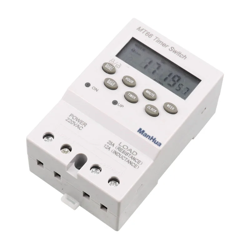 ManHua 220VAC 25A Programmable Digital Time Switch Automatic 24 ON OFF Times Multifunctional Electronic Timer Din Rail MT66