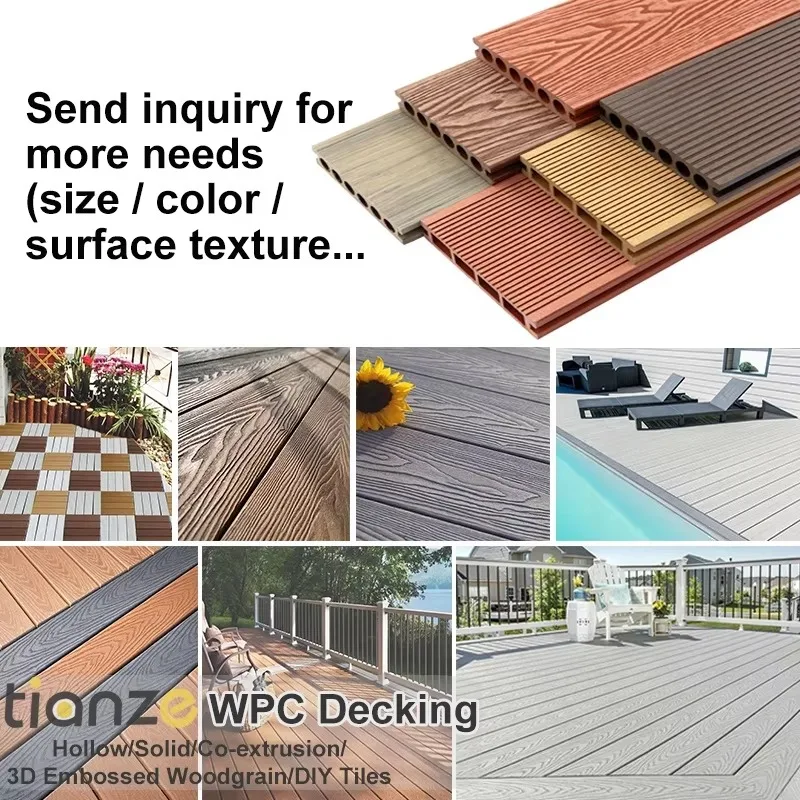 Customized size Engineered Flooring Lightweight Exterior Wall Floor Waterproof WPC Composite DECKING Outdoor Portable
