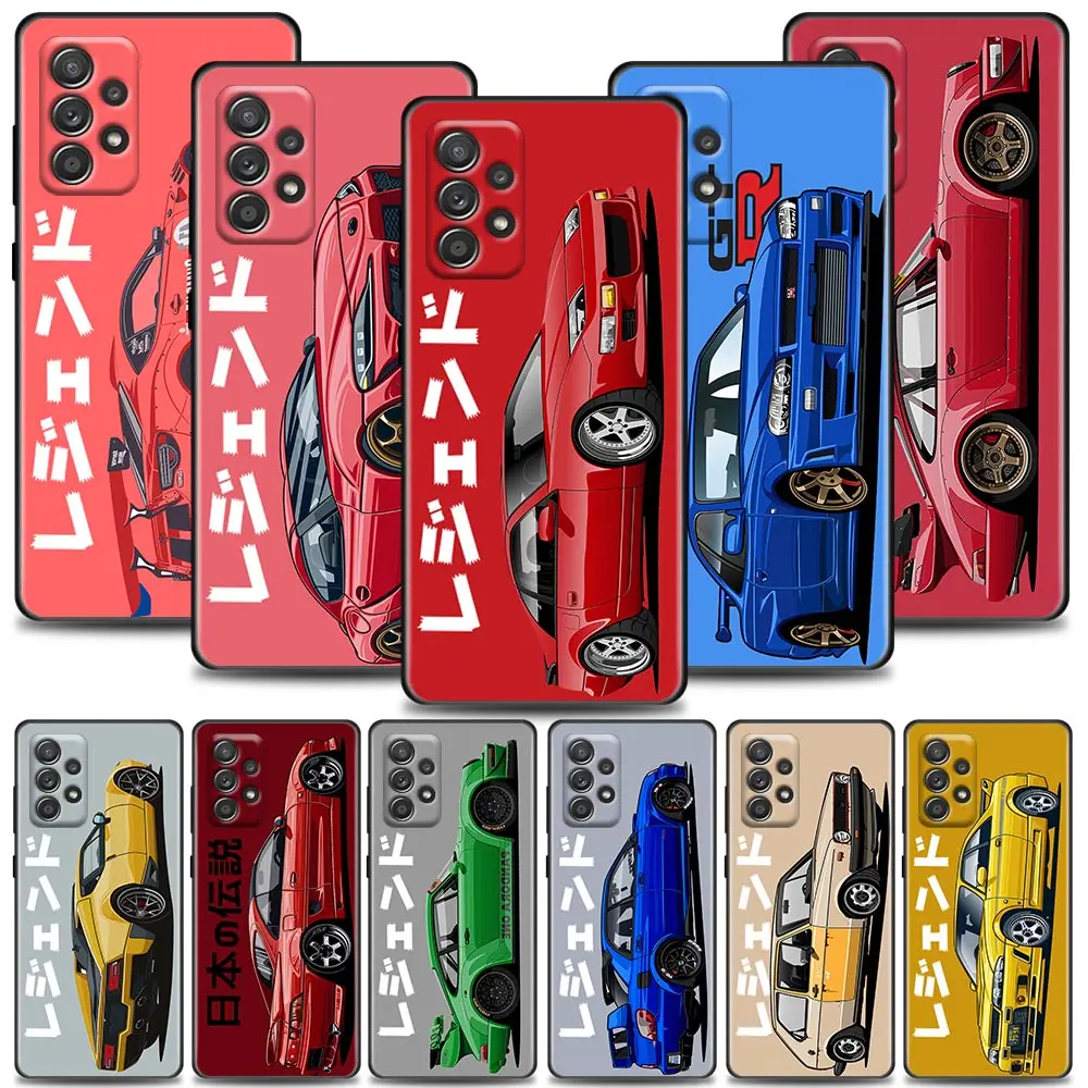 Cartoon Tokyo JDM Drift Sports Car Cases For Samsung Galaxy A52 5G Funda A54 A13 A52s A53 A72 A73 A33 A23 A32 A51 A71 Soft Cover