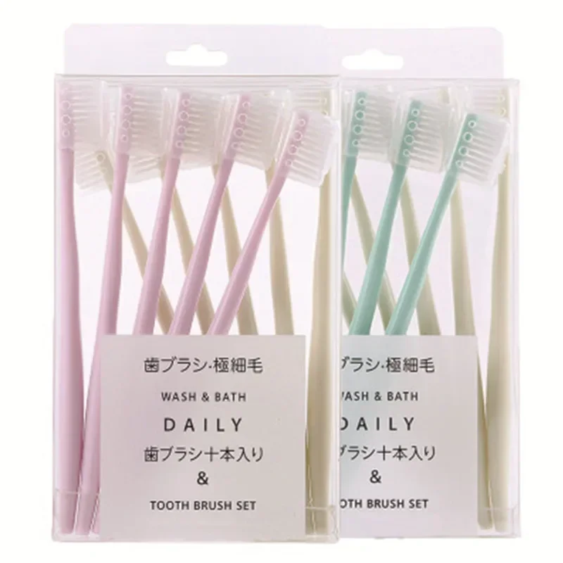 10PC/set Adult Soft Bristle Toothbrush Adult Home Soft Bristle Toothbrush Adult Small Head Toothbrush with Sheath Wholesale