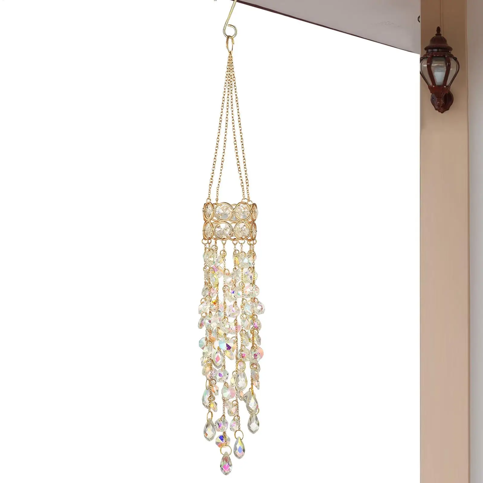 Sun Crystals For Window 19.7 Inches Rainbow Maker Art Decoration Wind Chimes For Home Living Room Window Outdoor Garden Patio