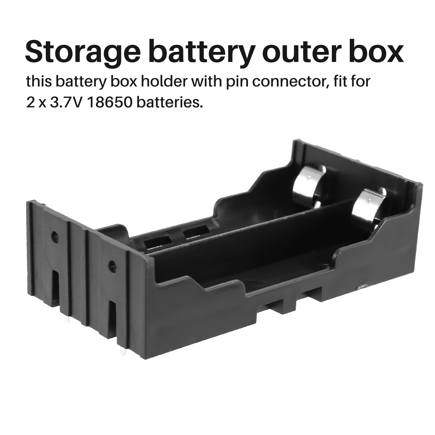 HHTL 5 قطع من البلاستيك الأسود 2 × 3.7 فولت 18650 بطاريات 4 دبوس حامل البطارية