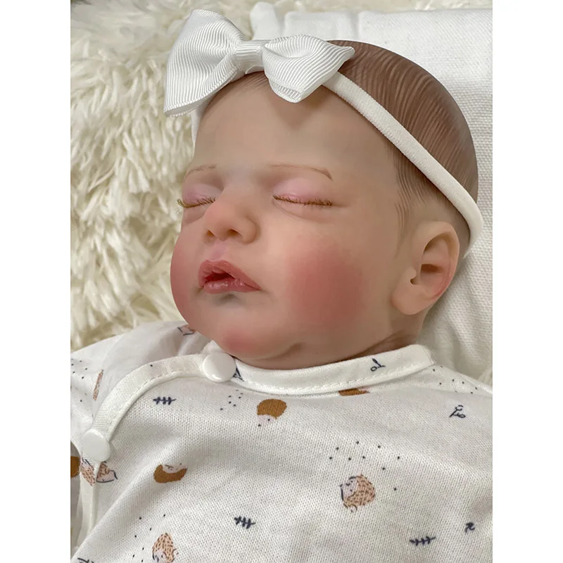 48cm Cotton Body Sam Lifelike Newborn Reborn Baby Doll with Hand-rooted Eyelashed Many Details 3D Skin Painting Doll Toys