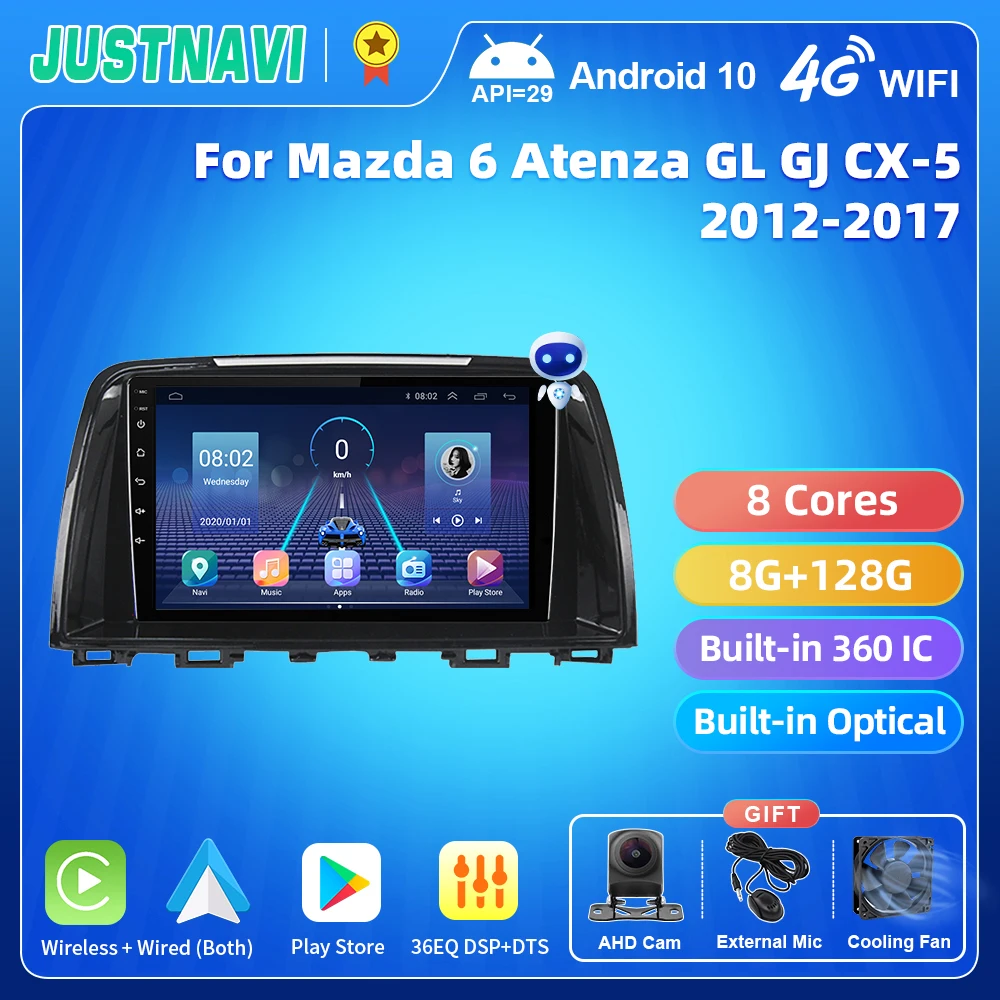 

JUSTNAVI QT5 Android GPS Car Radio Stereo For Mazda 6 Atenza GL GJ CX-5 2012-2017 Autoradio Navigation Carplay DSP Video Player