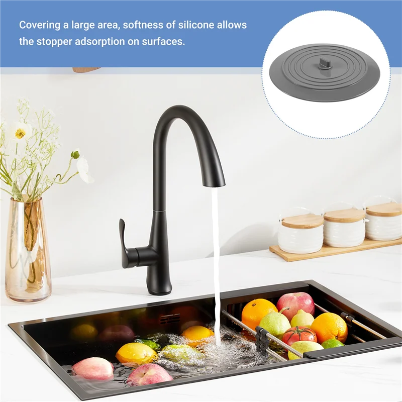 

ABSE-2 Pack Пробка для ванны, 6-дюймовая большая силиконовая пробка для ванны, плоские всасывающие сливные крышки, пробка для ванны, кухонь, ванны