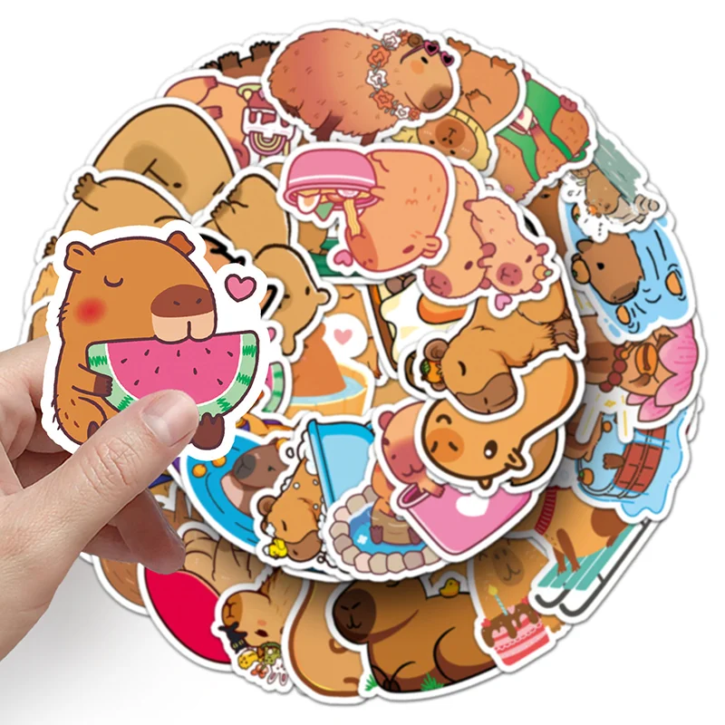 50PCS Kid Gift Toys Cute Capybara Animal Stickers Car Motorcycle Travel Luggage Phone Guitar Laptop Cartoon Helment Decal