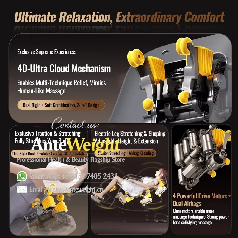 Ai Intelligent 4D Zero Gravity Full Body Sl Track Recliner Massage Chair Sl Track Spa Massage Chair