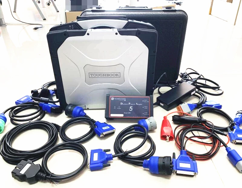 

heavy duty truck diagnostic scanner cnh dpa5 adapter hdd with laptop cf 30 toughbook used computer full cables