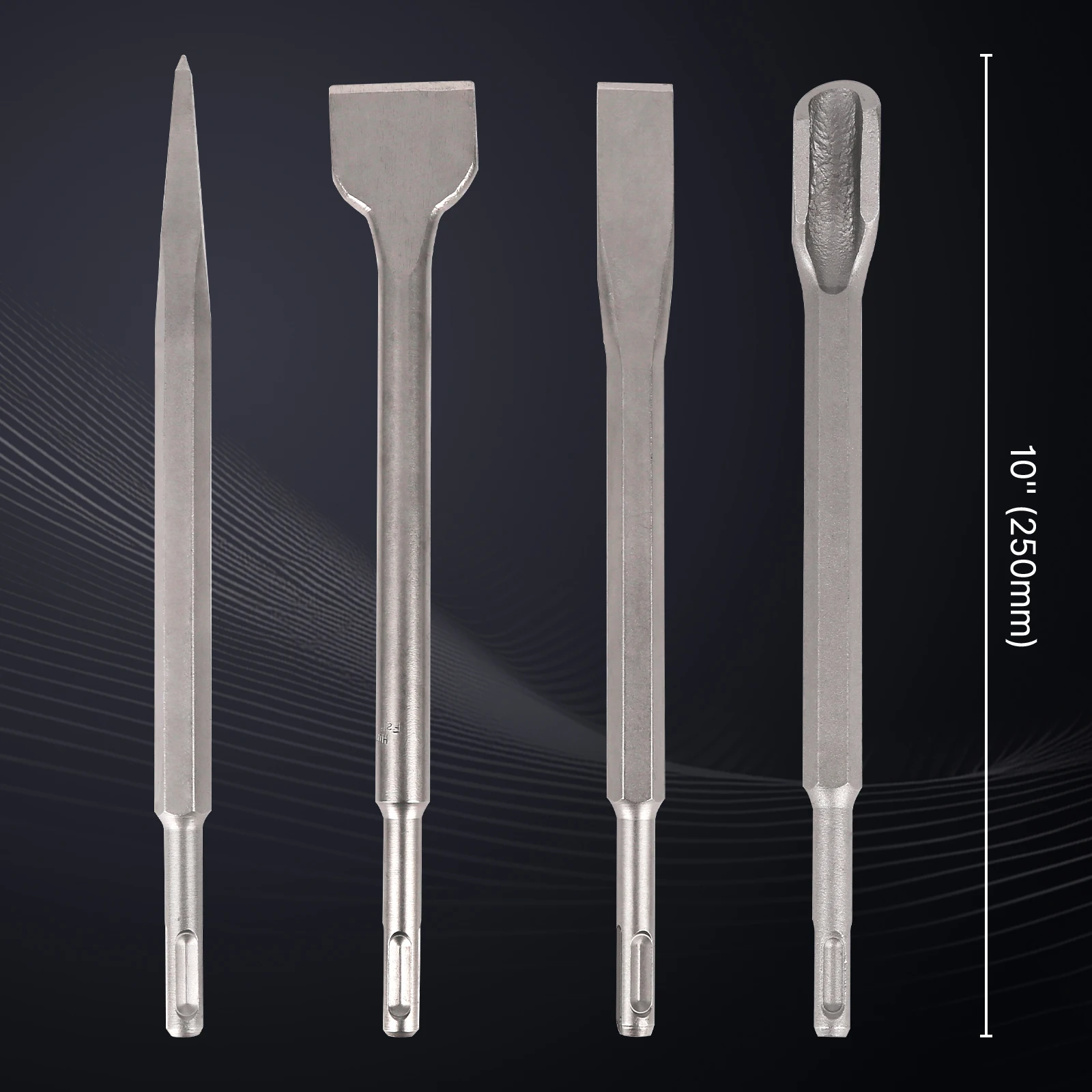 1PC 250mm SDS PLUS Round Shank Shovel Electric Hammer Drill Bit Point Groove Gouge Flat Chisel Break Concrete Brick Wall Rock view 2
