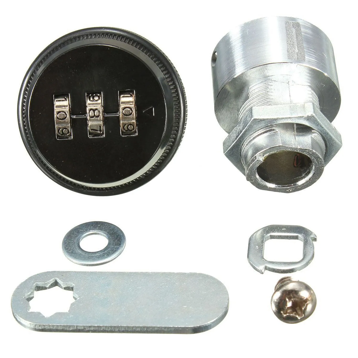 

N01R-2 Pcs Alloy Code Combination Cam Lock Keyless Post Mail Box Cabinet RV 3 Dial , Black & Silver