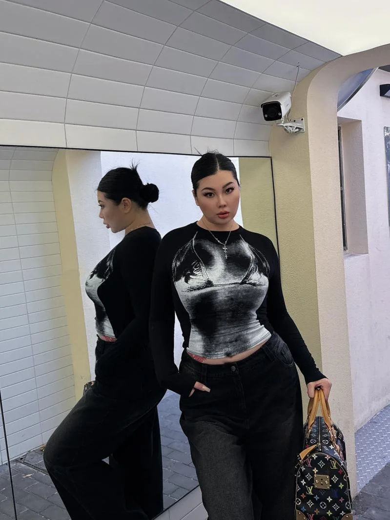 

plus Size 300 Pou Spring Autumn Long Sve round Ne Slim Fit ort T irt Base irt Top Sexy Spicy Fem Large Size