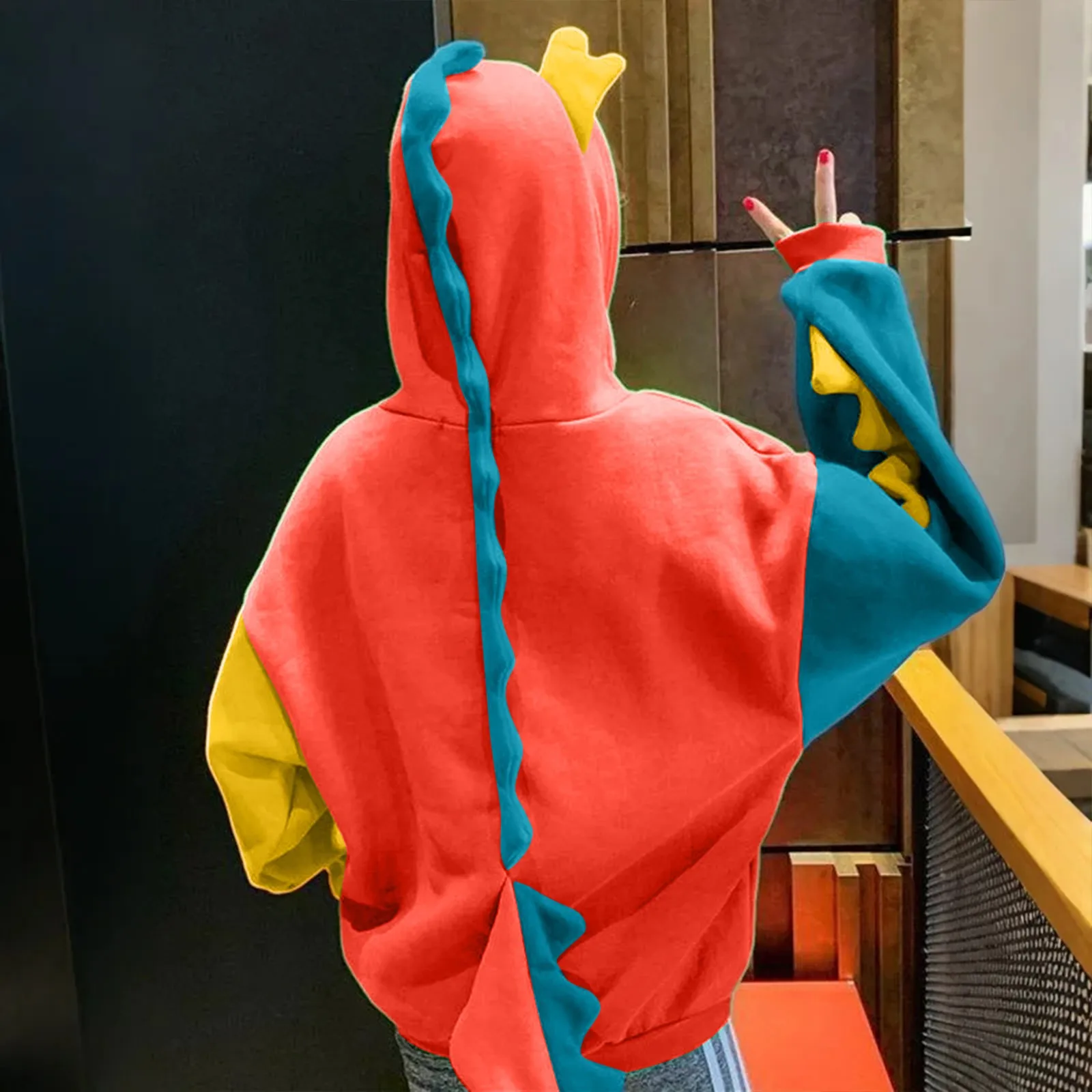 Women'S Contrasting Dinosaur Loose Casual Pullover Sweatshirt Sweatshirt Women' S Clothes Long Sleeve Tops For Woman 2025