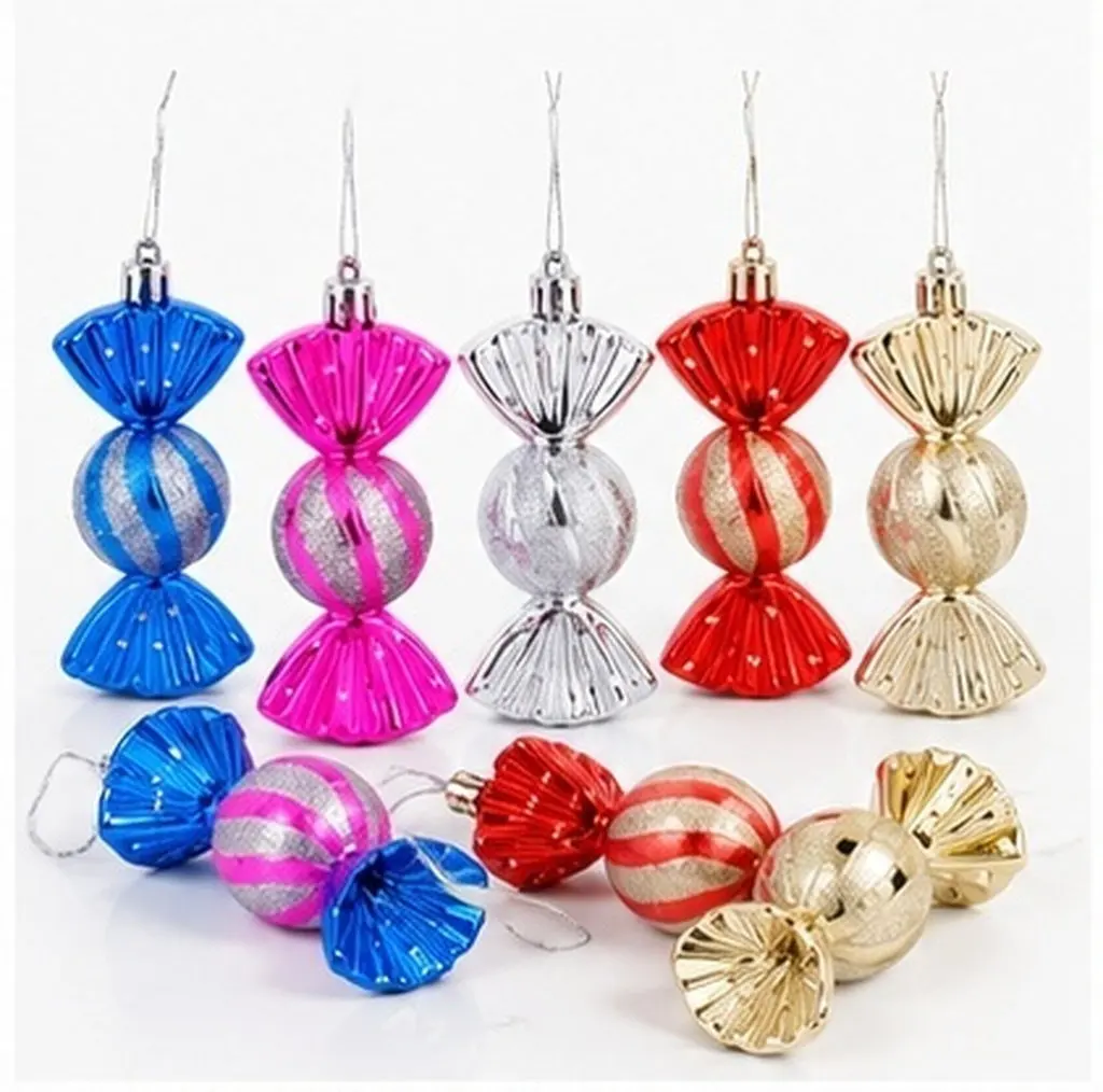 10Pcs Christmas Candy Decor Stylish Minimalist Hanging Ornament for Tree Wedding Banquet Bar Mall Shop Xmas Tree Pendant
