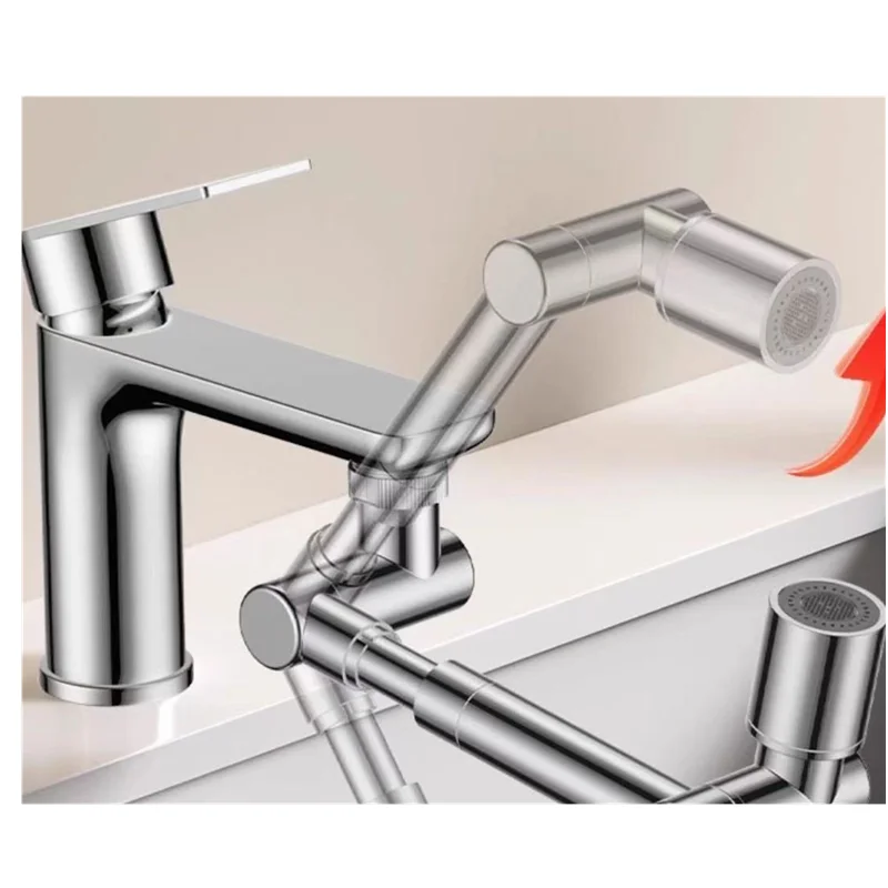 Metal 1440° Rotating Faucet Extender Faucet Aerator Faucet Attachment with Female/Male Thread Robotic Arm Sink Aerator