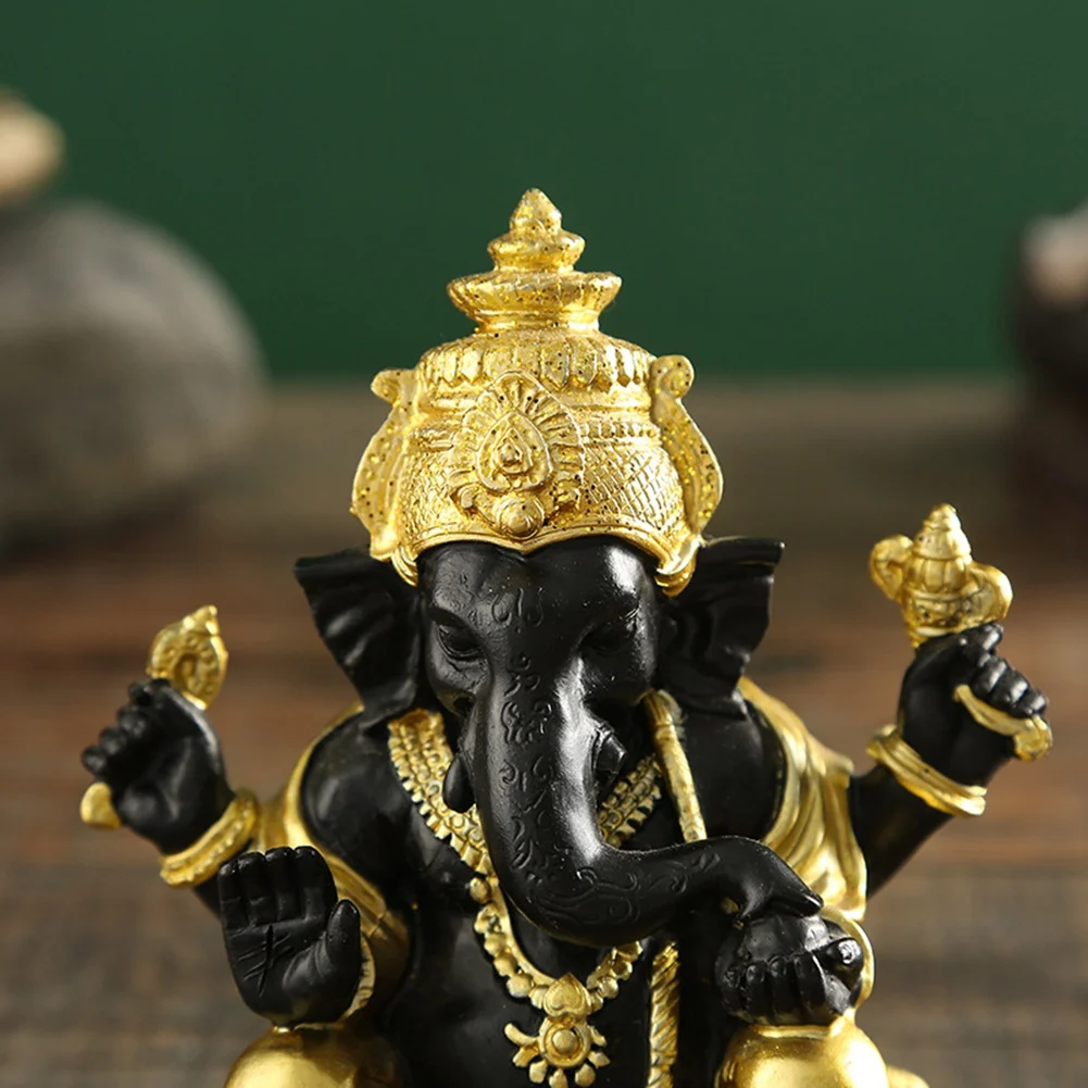 [B17B!】 Lord Ganesha Statue Buddha Elephant Hindu God Sculpture Figurines Resin Home Garden Decoration Buddha Statues For House