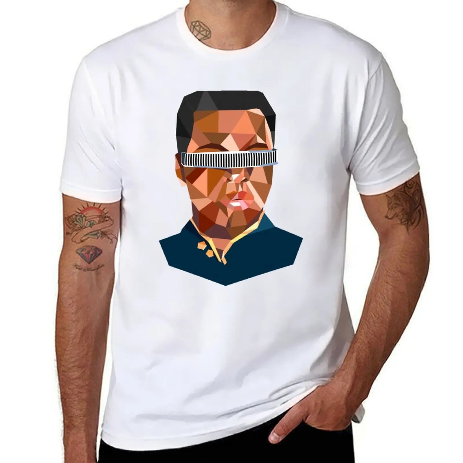 Camiseta con retrato de Star Trek de próxima generación Geordi La Forge, Camiseta de algodón para hombre, camisetas divertidas 100%, Camiseta de algodón