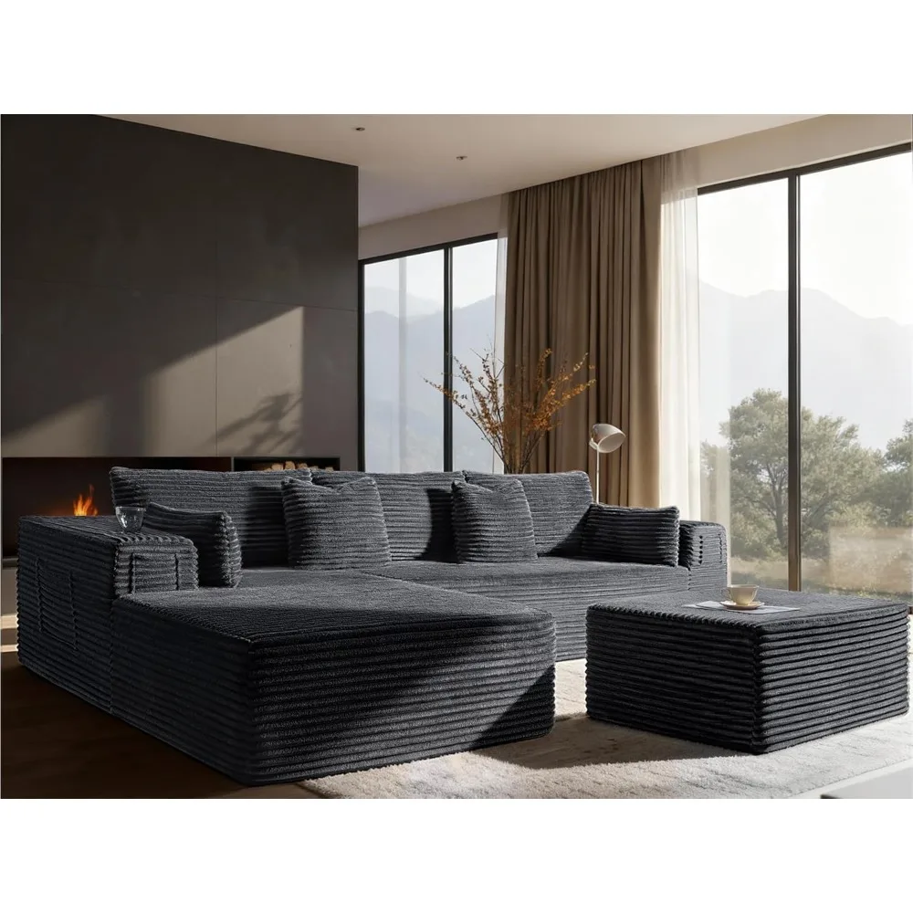 

108" Cloud Sectional Couch, Comfort U Shaped Boneless Couch for Living Room, Extra Deep Seats No Assembly,, Customized