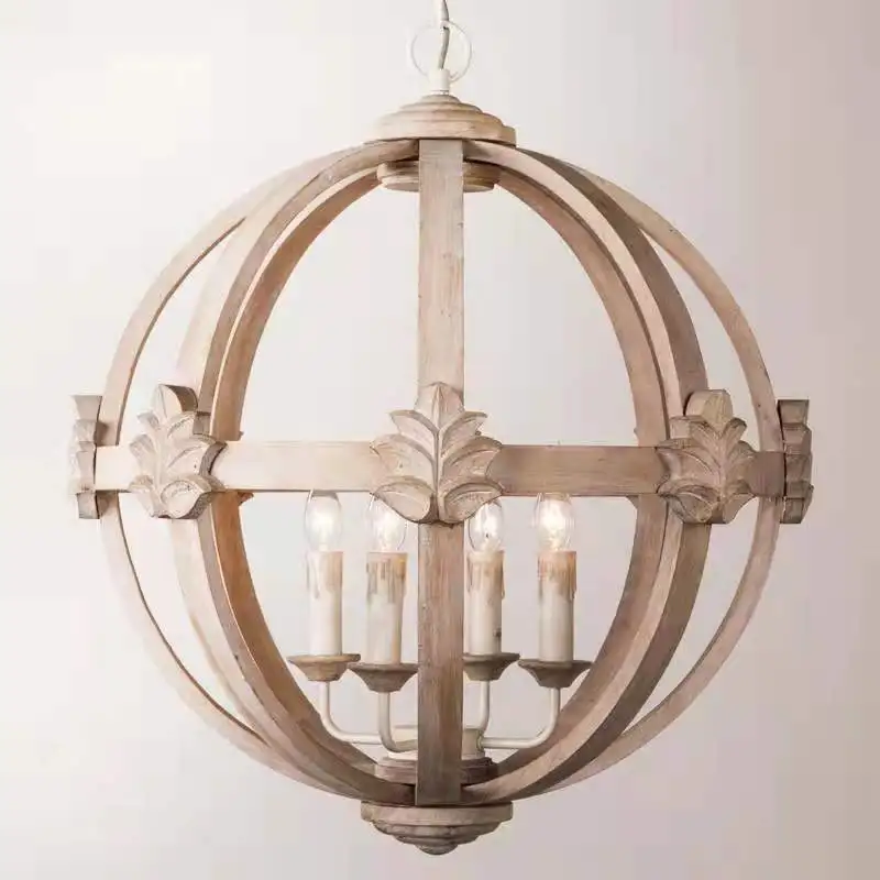 Cross-border special for American country wood chandeliers, living room, dining room, bedroom, stairwell, clothing store lamps