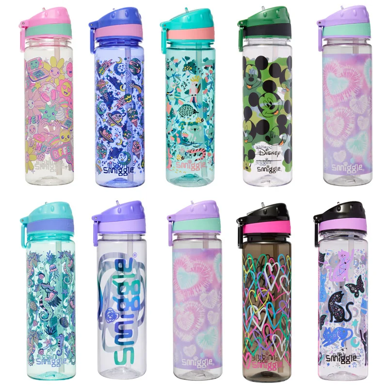 

In Stock Genuine Anime Peripheral Smiggle Straw Water Bottle 650ml Children's Large Capacity Student Water Cup Birthday Gift