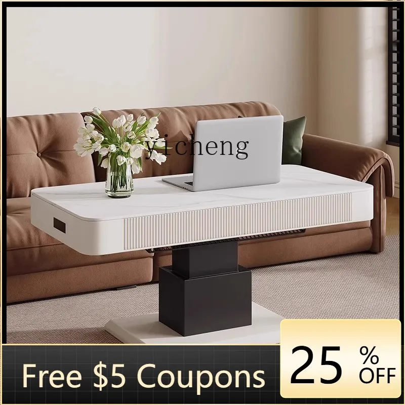 

EE lifting mobile electric heater rock slab coffee table dining table telescopic dual-purpose small apartment living room