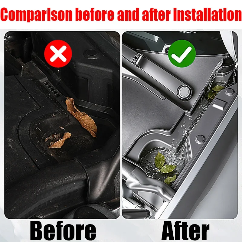 For Audi A6 C9 2025 2026 Front Engine Compartment Water Drainage Channel Anti Clog Leaf Baffle Protective Cover Accessories