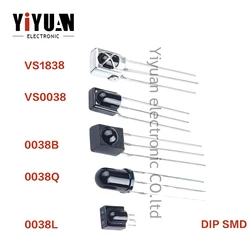 Receptor de infrarrojos universal para productos químicos, tubo receptor de 38kHz, 10 piezas, VS838, VS0038, 0038B, 0038Q, 0038L, DIP, SMD, nuevo