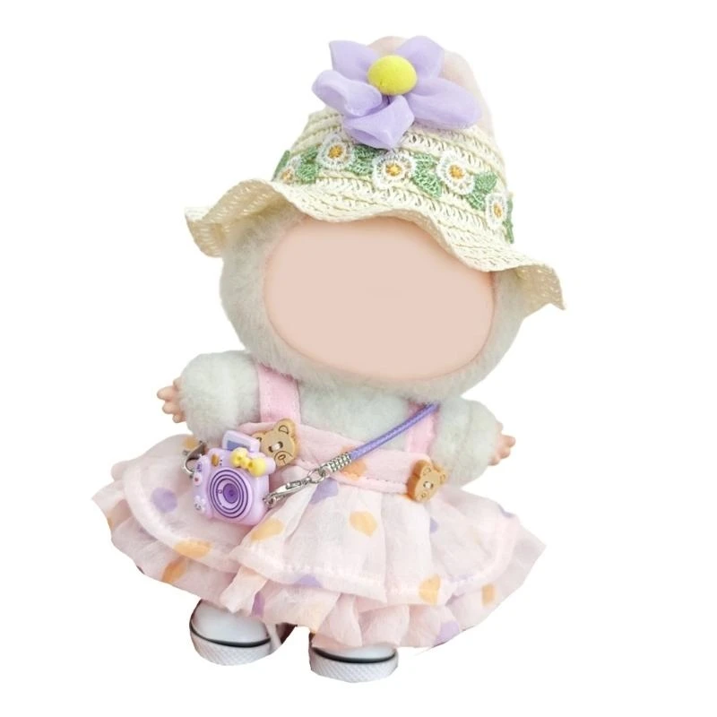 Chủ Đề Mùa Hè Quần Áo Búp Bê 17Cm Váy Không Tay Mũ Rơm Bộ Đồ Mặc Quần Áo Búp Bê 15UB