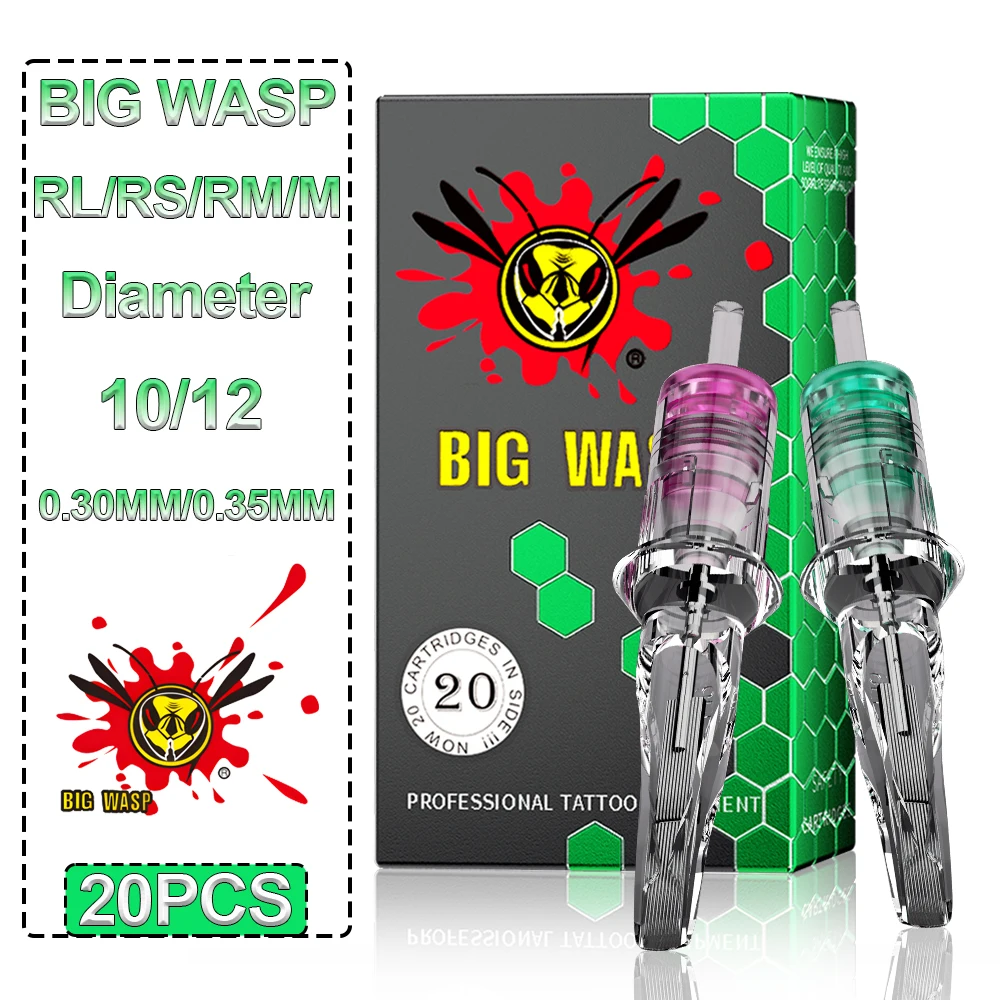 

Иглы-картриджи BIGWASP для татуажа и перманентного макияжа SMP, 0.30/0.35 мм, круглые, для подводки глаз и губ
