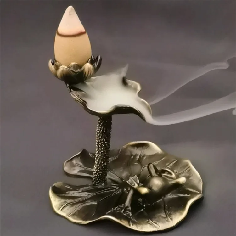 Brass ornament incense burner lotus double layer pond artistic conception backflow incense holder Base Support Dropshipping